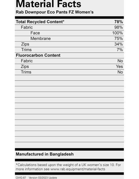 DOWNPOUR ECO FZ PANTS WMNS