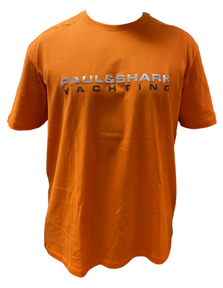 STRETCH COTTON T-SHIRT WITH PAUL&SHARK PRINT