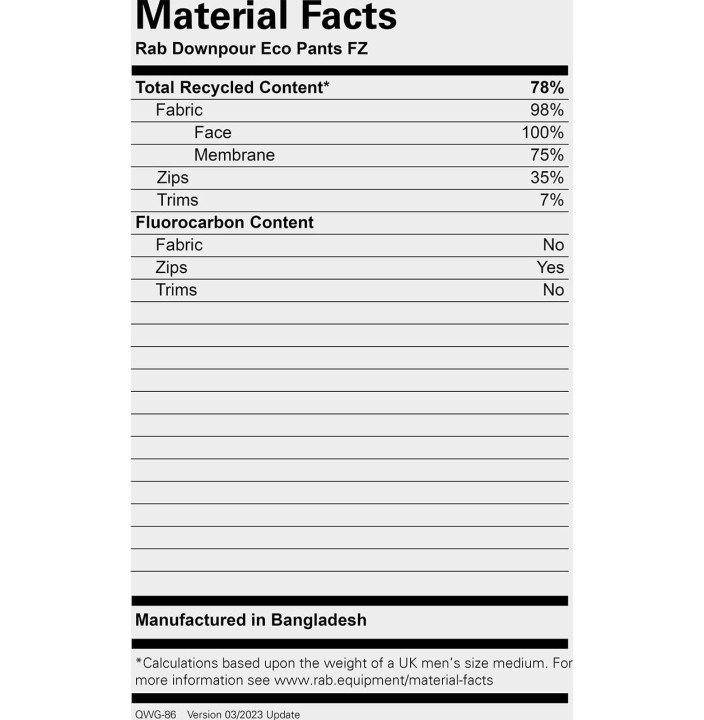 DOWNPOUR ECO PANTS FZ
