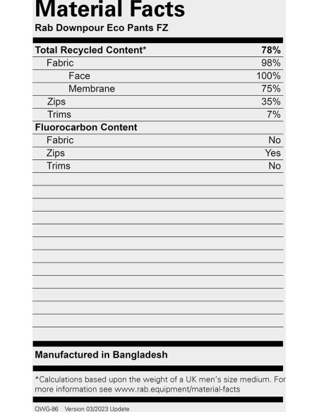 DOWNPOUR ECO PANTS FZ